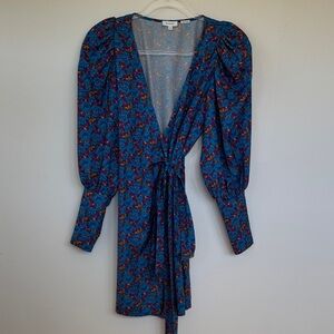 RHODE Blue, Purple and Orange Floral Long Sleeve Mini Dress